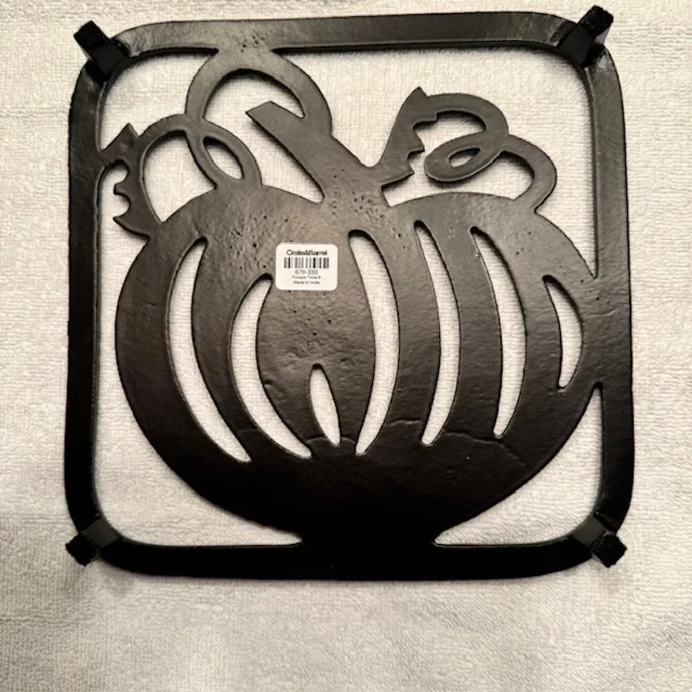 Crate & Barrel Hammered Metal Pumpkin Trivet 8